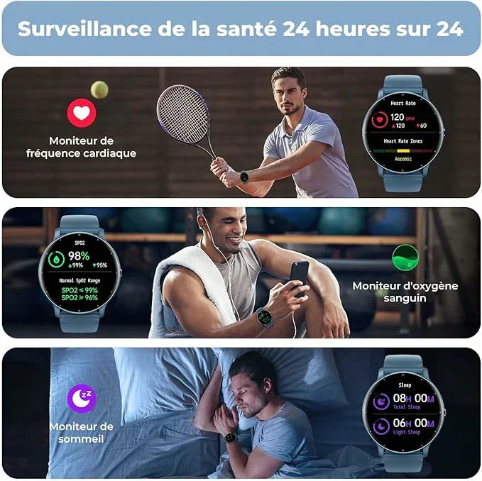 Montre intelligente ZL02C Pro élégante et avec haute performance de suivi de la santé pour homme et femme