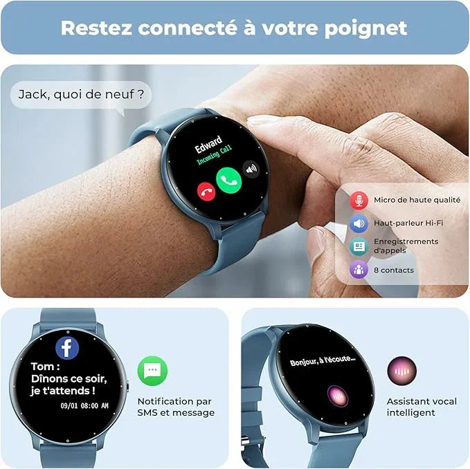 Montre intelligente ZL02C Pro élégante et avec haute performance de suivi de la santé pour homme et femme