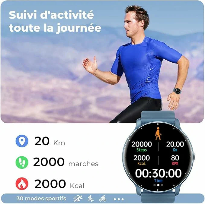 Montre intelligente ZL02C Pro élégante et avec haute performance de suivi de la santé pour homme et femme ci